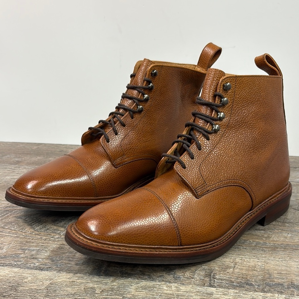Charles Tyrwhitt Tan Grain Leather Derby Boots Size 12